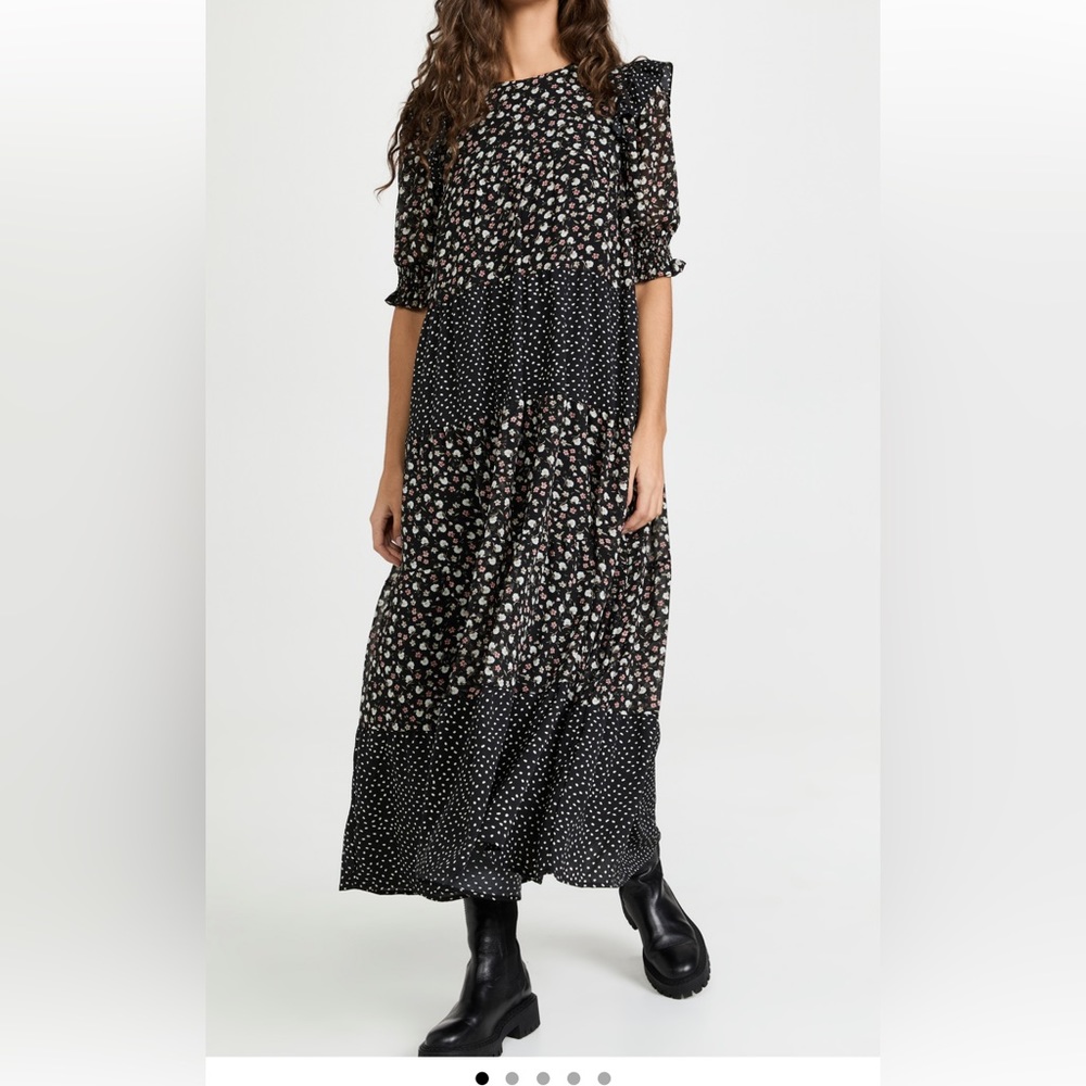 English Factory floral & dot print maxi dress